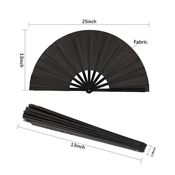Großer Bambus-Handfächer personalisiert, schwarz, mit Hülle, Design 2