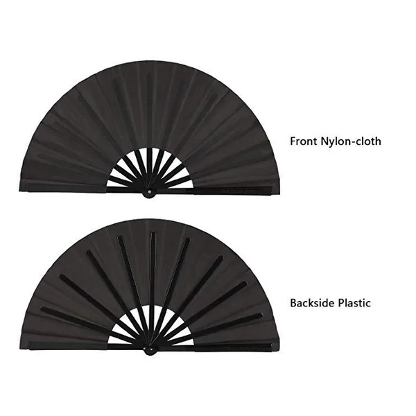 Großer Bambus-Handfächer personalisiert, schwarz, mit Hülle, Design 3