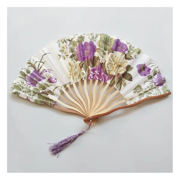 Drachen-Handfächer aus Bambus personalisiert, Satin türkis floral, Standarddesign 6
