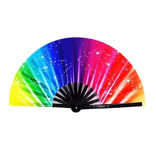 Großer Handfächer personalisiert 33 cm, Disco-Punkte, Design 2