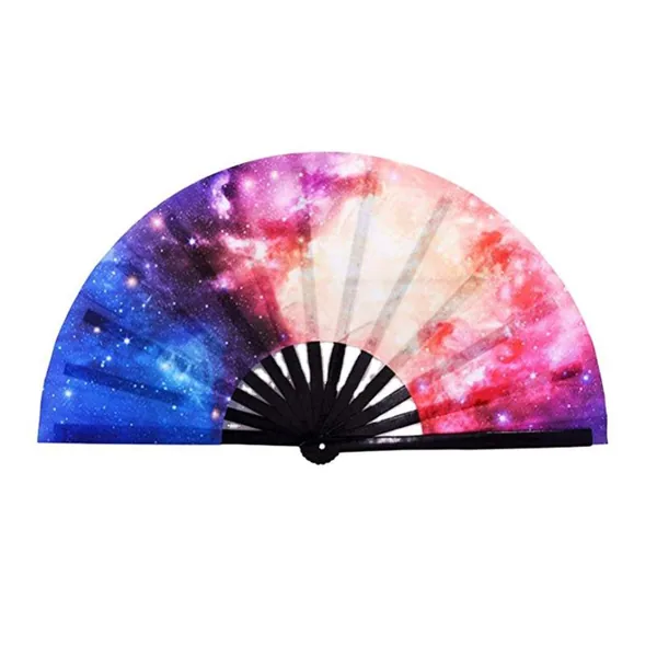 Großer Handfächer personalisiert 33 cm, Disco-Punkte, Design 3