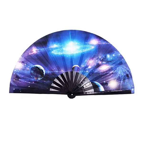Großer Handfächer personalisiert 33 cm, Disco-Punkte, Design 4