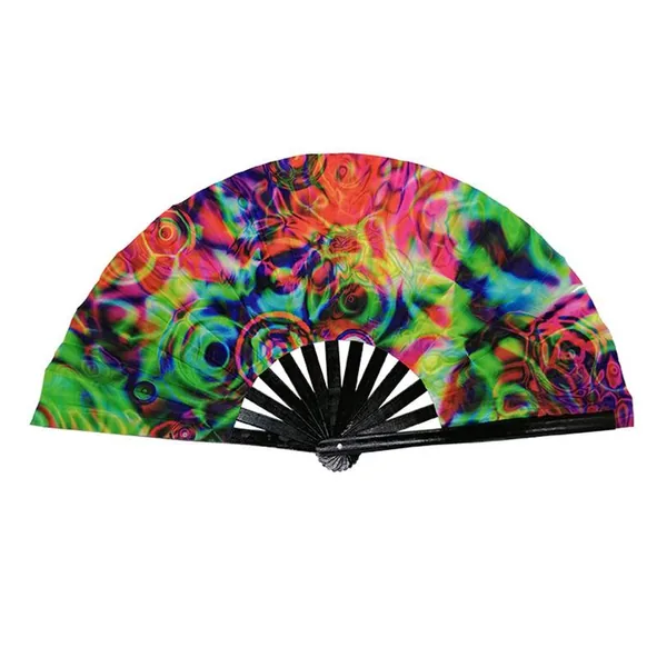 Großer Handfächer personalisiert 33 cm, Disco-Punkte, Standarddesign 5