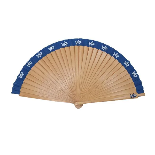 Zweifarbiger Holz-Handfächer personalisiert, gelb und blau, Design 3