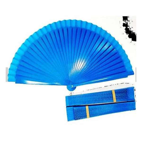 Zweifarbiger Holz-Handfächer personalisiert, gelb und blau, Standarddesign 5