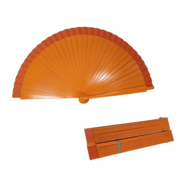 Zweifarbiger Holz-Handfächer personalisiert, gelb und blau, Standarddesign 6