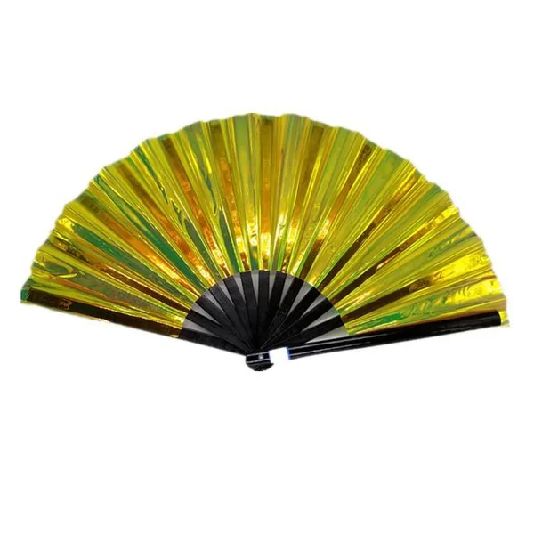 Irisierender Handfächer personalisiert 33 cm, PVC violett und gold, Design 3