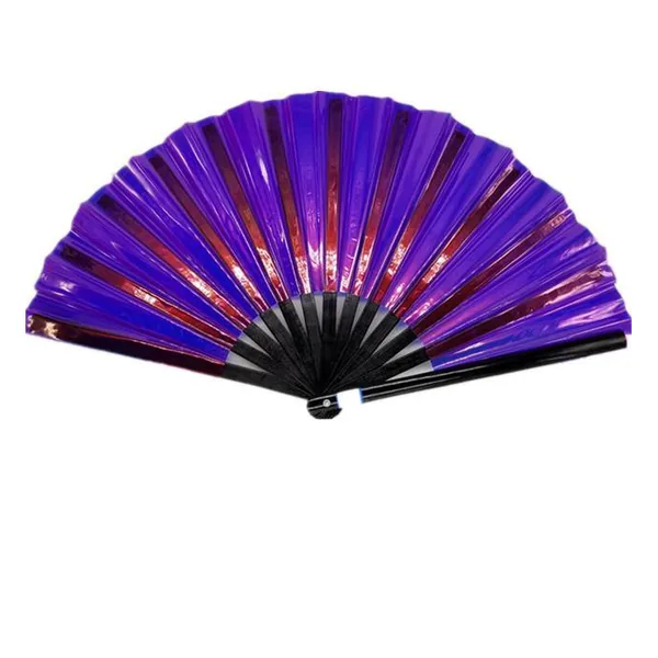 Irisierender Handfächer personalisiert 33 cm, PVC violett und gold, Standarddesign 6