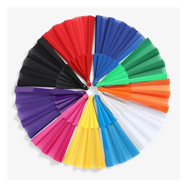 Kunststoff-Handfächer personalisiert 23 cm, 12 Unifarben, Design 3