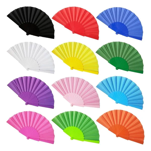 Kunststoff-Handfächer personalisiert 23 cm, 12 Unifarben