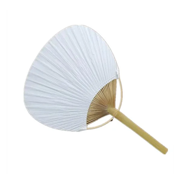 Weißer Papier-Blattfächer personalisiert 24 cm, Bambusgriff, Design 2