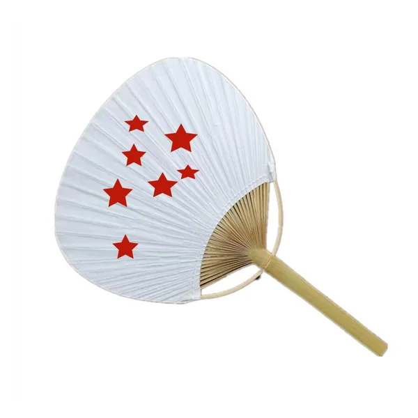 Weißer Papier-Blattfächer personalisiert 24 cm, Bambusgriff