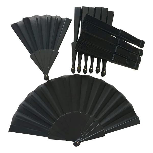 Papier-Handfächer personalisiert 42 cm, schwarz, mit Beutel, Design 4
