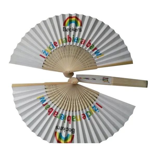 Papier-Handfächer personalisiert, beidseitiger Druck, Bambus, Design 3