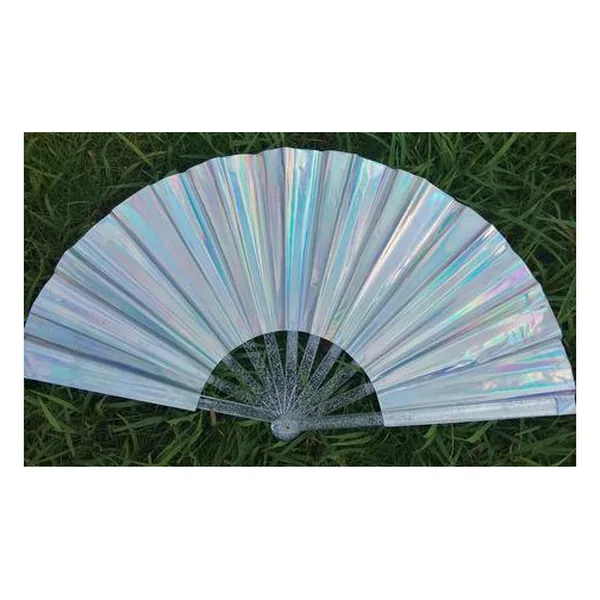 PVC-Handfächer personalisiert 33 cm, Perlflieder, Glitzer, Design 3
