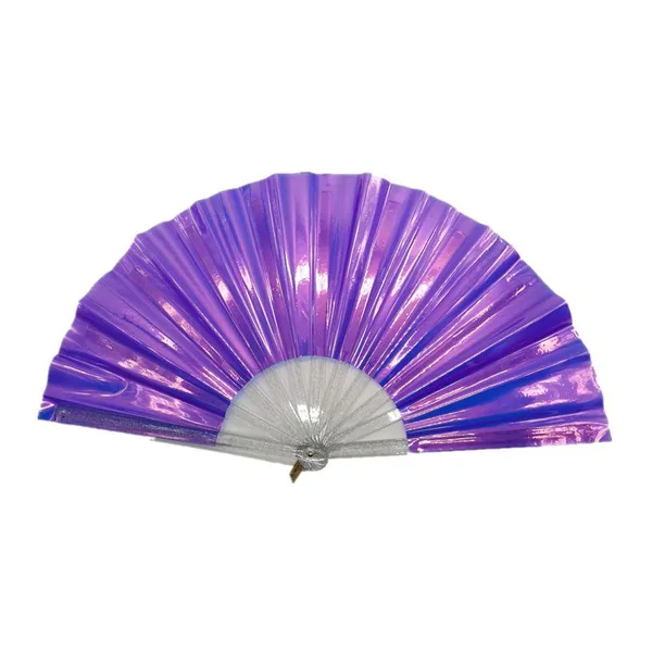 PVC-Handfächer personalisiert 33 cm, Perlflieder, Glitzer