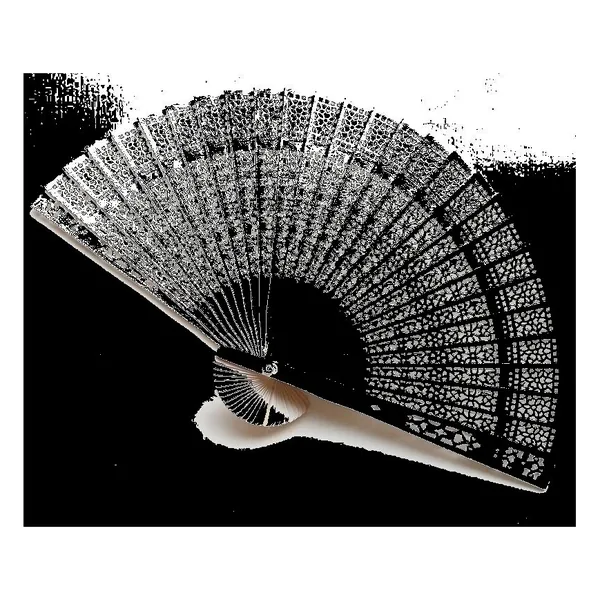 Sandelholz-Handfächer personalisiert, rosa durchbrochen, Design 4
