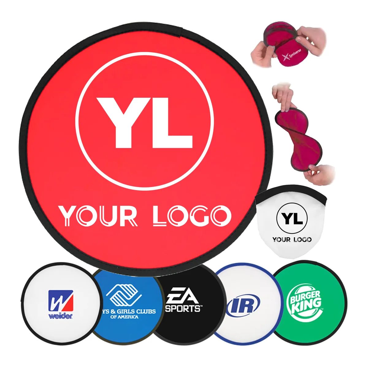 Faltbarer Scheiben-Handfächer personalisiert, Nylon, vollflächig bedruckt, bedruckt mit Ihrem Logo