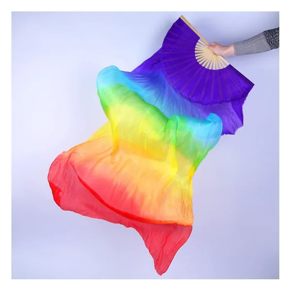 Seiden-Tanzfächer personalisiert, Regenbogenschleier, Design 3