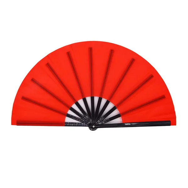 Unifarbener Handfächer personalisiert 33 cm, rot, schwarze Streben